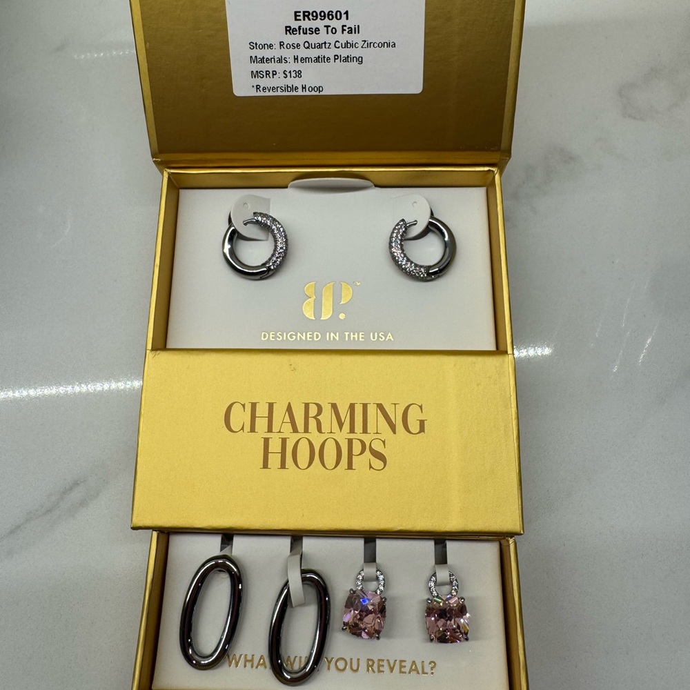 Hematite and Rose Quartz Earrings Set